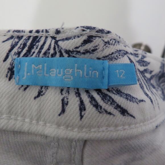 J. McLaughlin Womens Sz 12 Navy White Heron Toile Amal Pants Ankle Length Preppy - Picture 6 of 7